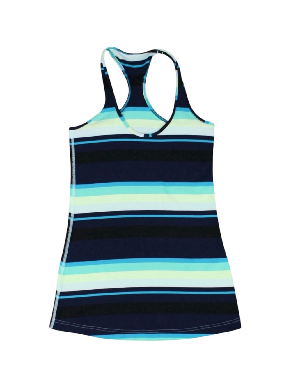 Lululemon Power Y Tank Top‎ Stripe Blue Green Navy Racerback Built-In Bra Size 8